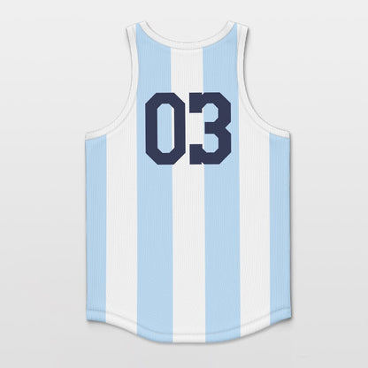 White and Blue Track Jersey Stripe