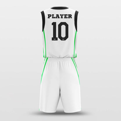 white and green basketball uniform set