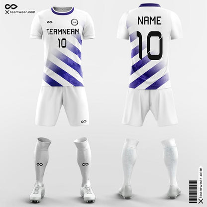 Custom School Soccer Jerseys White and Blue