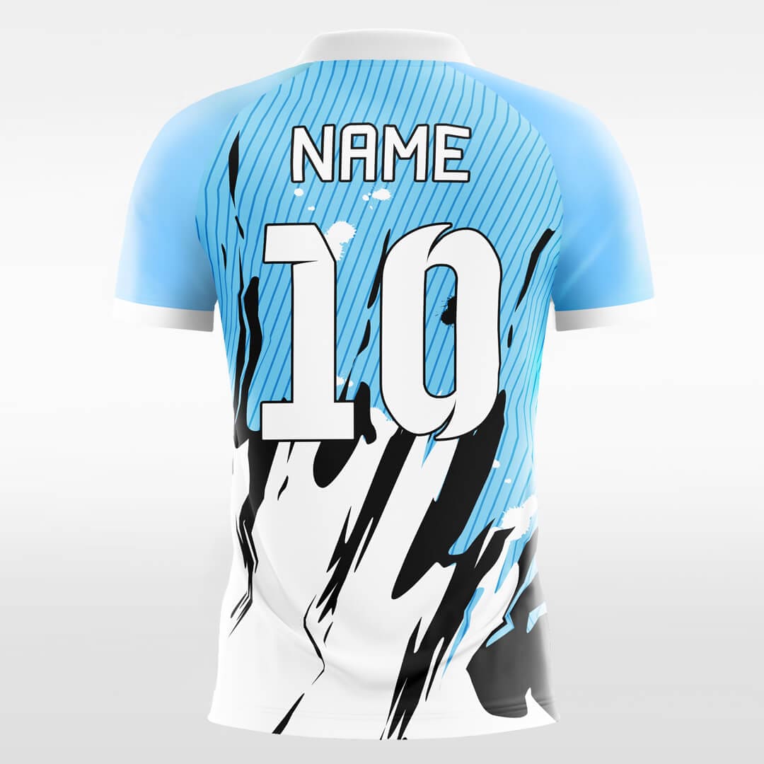 white blue soccer jersey