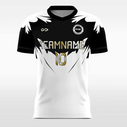 white and black soccer jersey