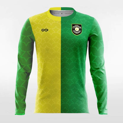 Green and Yellow Long Sleeve Soccer Jersey Design