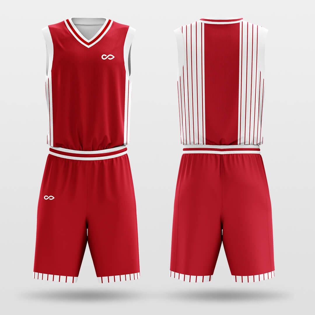 red basketball jersey set custom striped