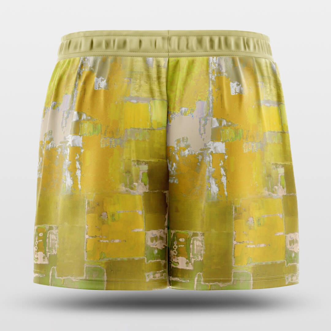 oil painting yellow track shorts