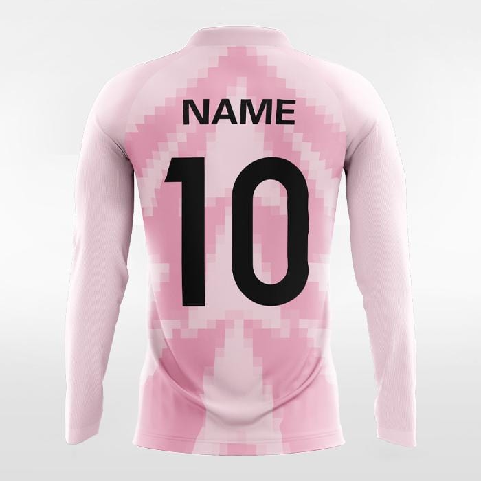 Custom Pink Mosaic Long Sleeve volleyball Jersey