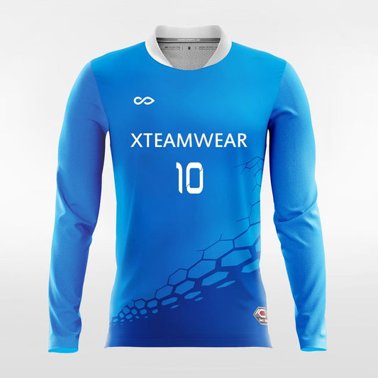 Blue Long Sleeve Soccer Jersey Design