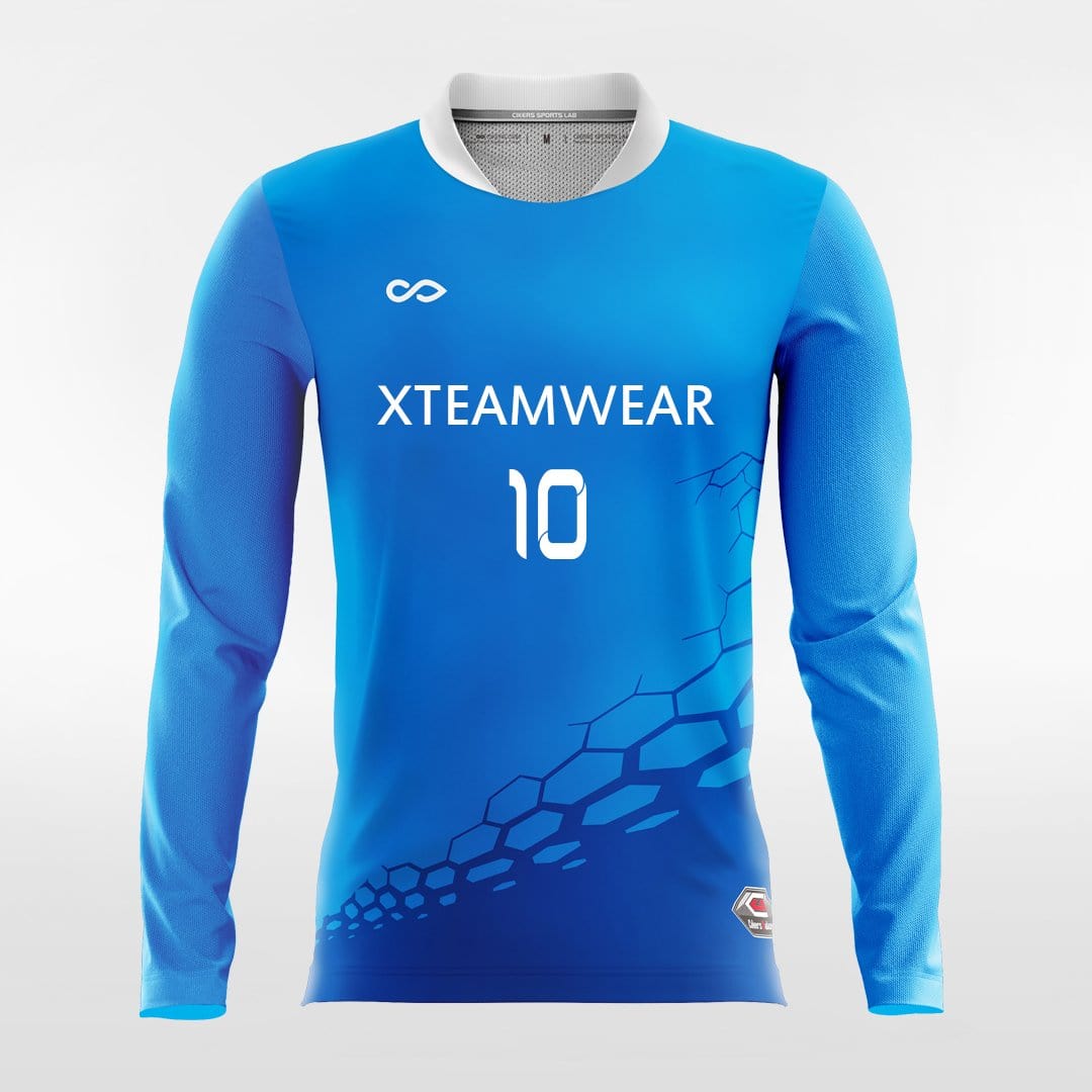 Blue Long Sleeve volleyball Jersey Design