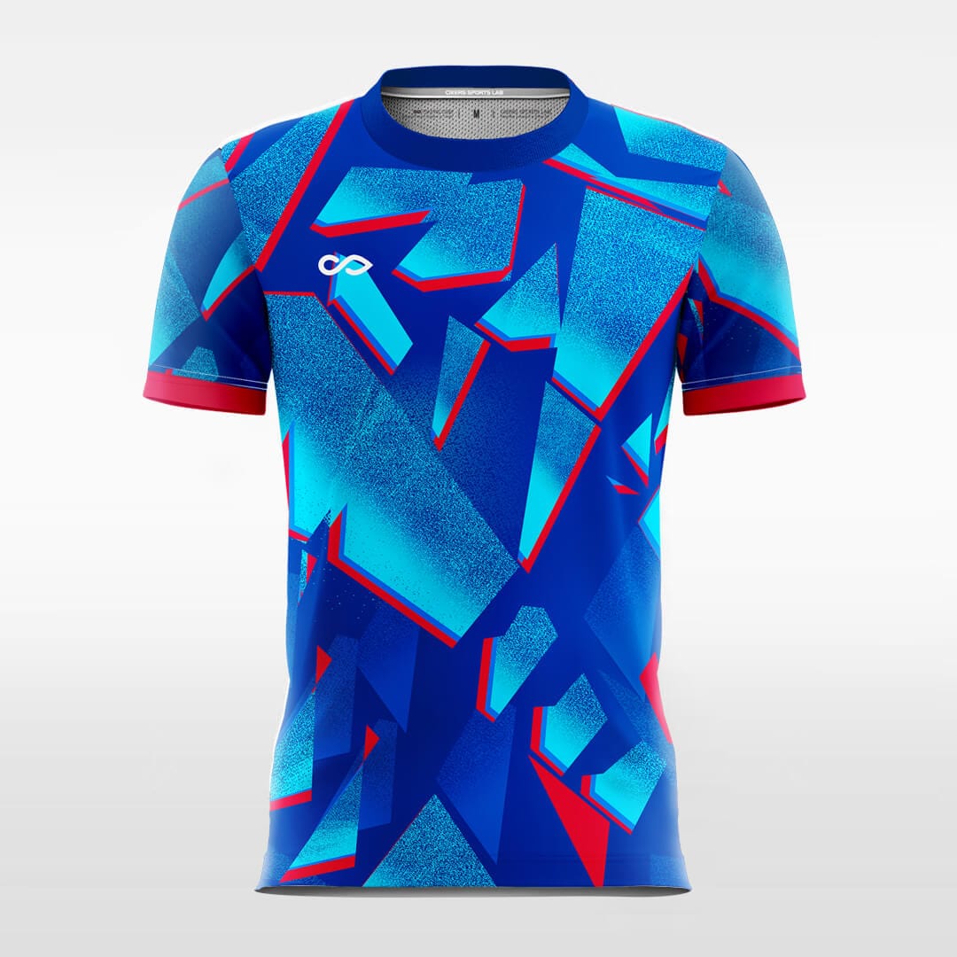 blue short sleeve soccer jersey