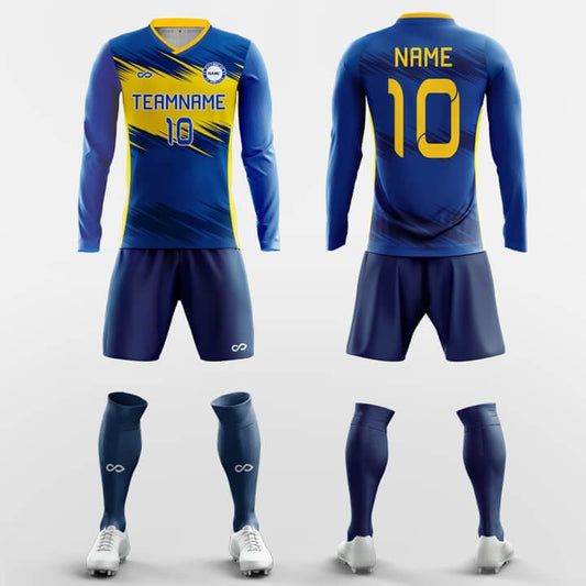 flash light long sleeve soccer jersey kit