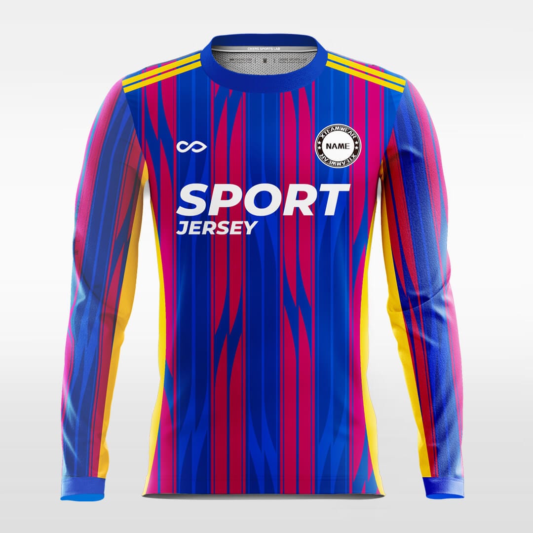 Ribbon - Custom Long Sleeve Soccer Jersey Sublimated Navy Blue