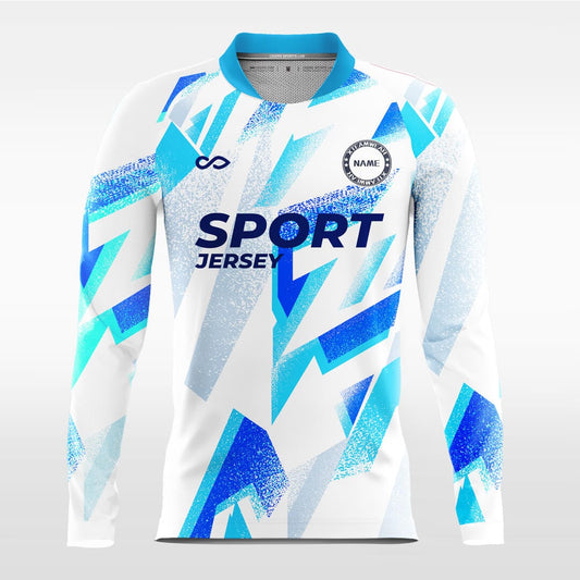 white blue long sleeve volleyball jersey