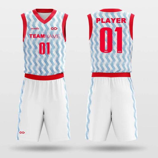 youth basketball jersey set blue and red